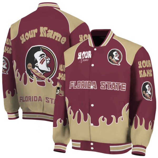 customized florida state seminoles fire graphic garnet jacket fashion forward