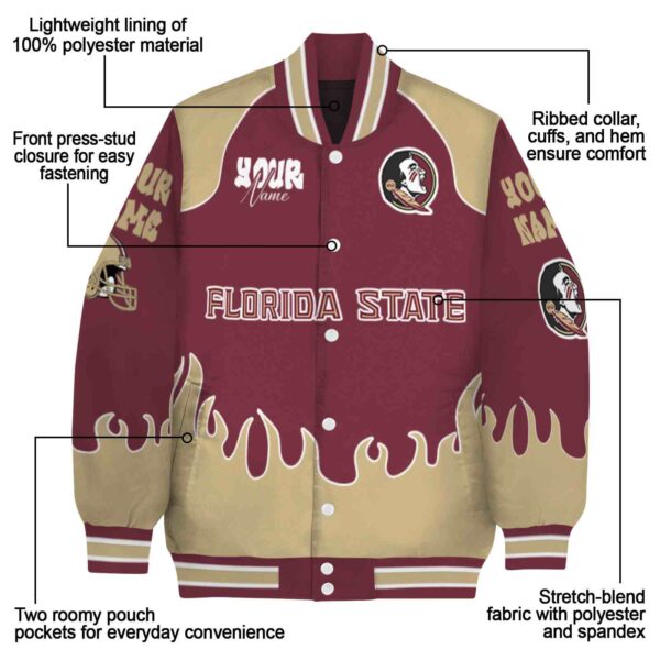 customized florida state seminoles fire graphic garnet jacket new arrival