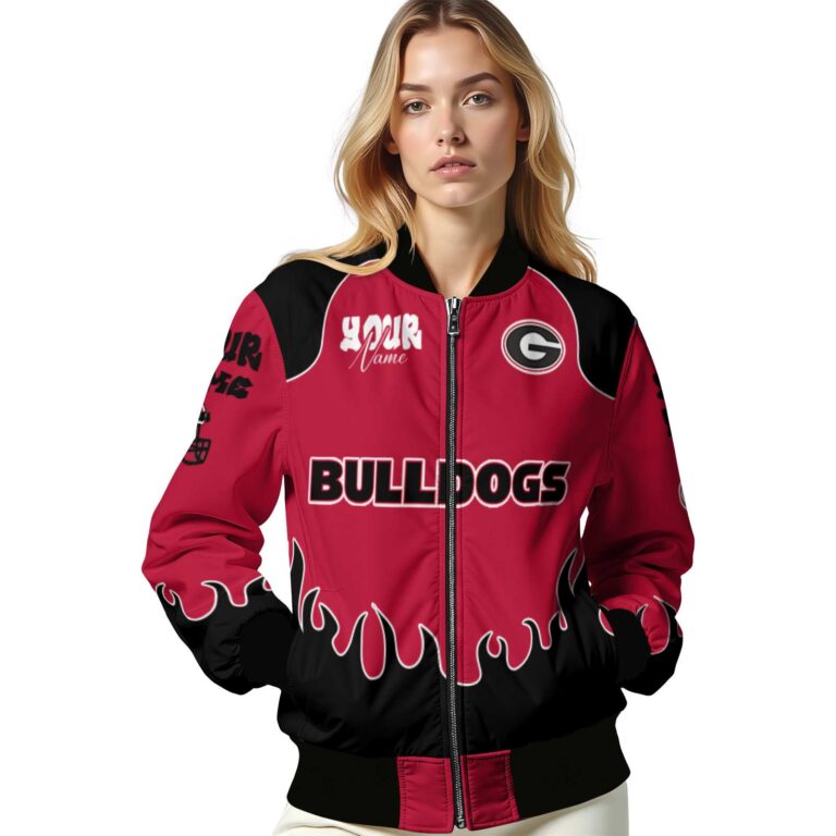 customized georgia bulldogs fire graphic red jacket latest model