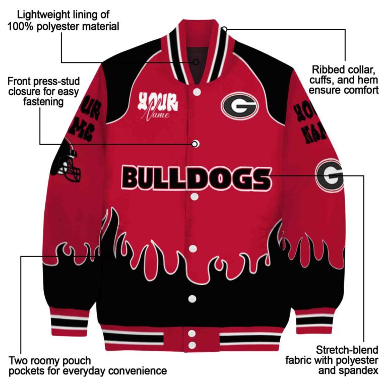 customized georgia bulldogs fire graphic red jacket new arrival