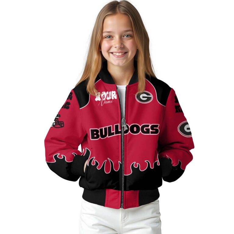 customized georgia bulldogs fire graphic red jacket top rated