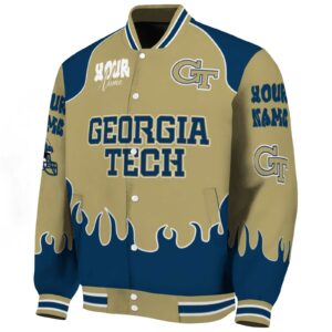 customized georgia tech yellow jackets fire graphic gold jacket best selling
