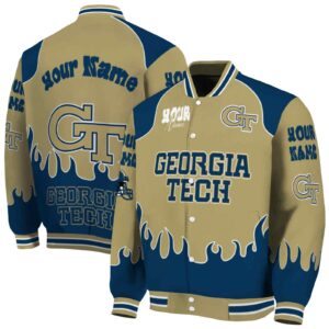 customized georgia tech yellow jackets fire graphic gold jacket fashion forward