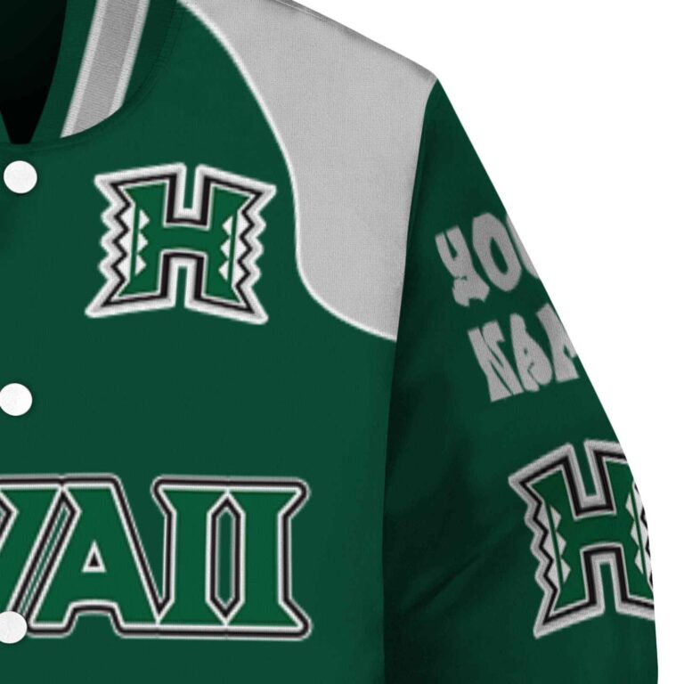 customized hawaii rainbow warriors fire graphic green jacket premium grade