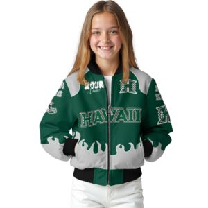 customized hawaii rainbow warriors fire graphic green jacket top rated
