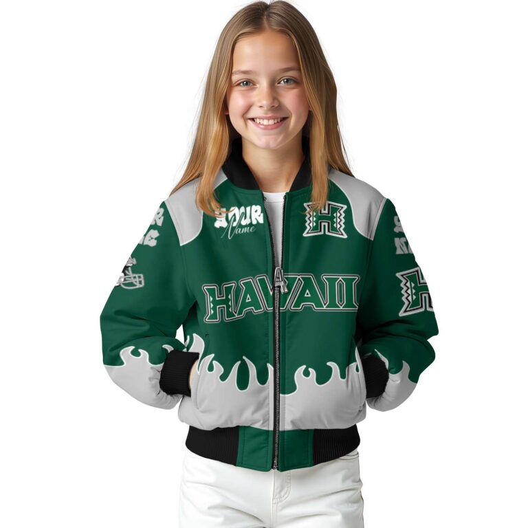 customized hawaii rainbow warriors fire graphic green jacket top rated