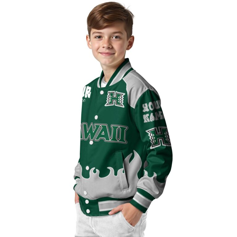 customized hawaii rainbow warriors fire graphic green jacket trendy