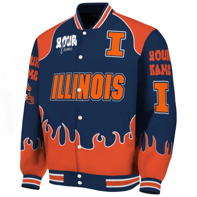 customized illinois fighting illini fire graphic blue jacket best selling