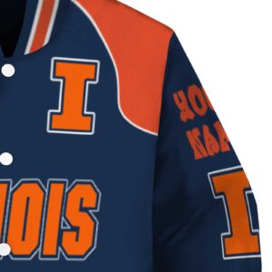customized illinois fighting illini fire graphic blue jacket premium grade