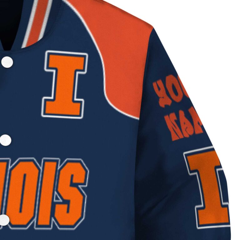 customized illinois fighting illini fire graphic blue jacket premium grade