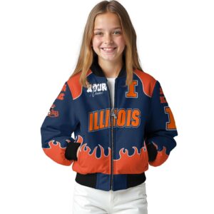customized illinois fighting illini fire graphic blue jacket top rated