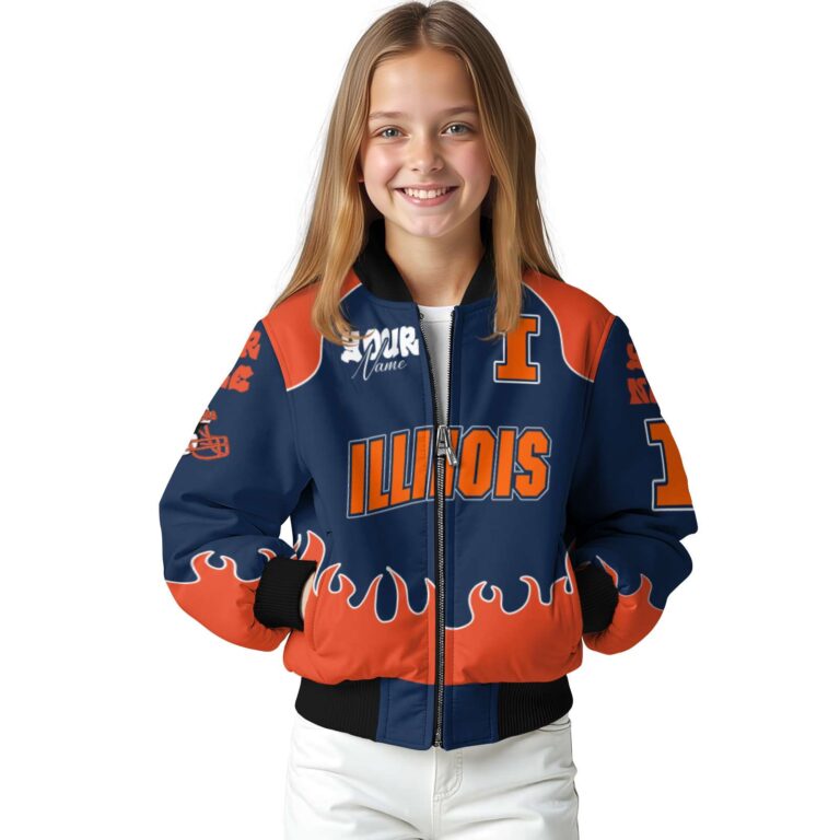 customized illinois fighting illini fire graphic blue jacket top rated