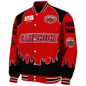 customized jacksonville state gamecocks fire graphic red jacket best selling