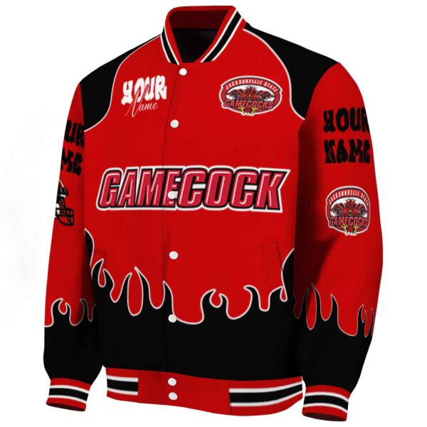 customized jacksonville state gamecocks fire graphic red jacket best selling