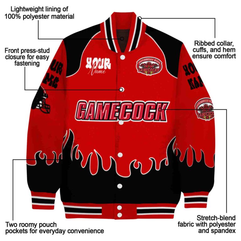customized jacksonville state gamecocks fire graphic red jacket new arrival