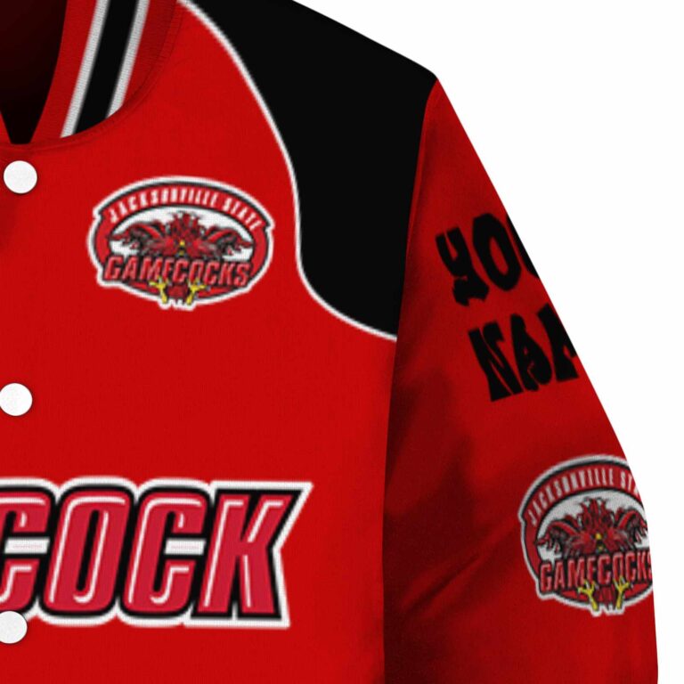 customized jacksonville state gamecocks fire graphic red jacket premium grade