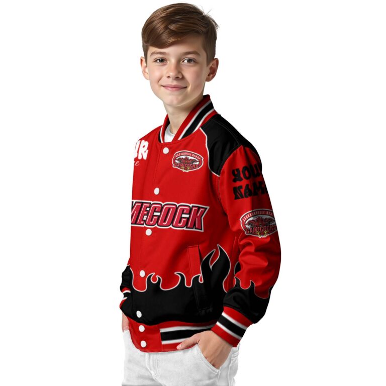 customized jacksonville state gamecocks fire graphic red jacket trendy