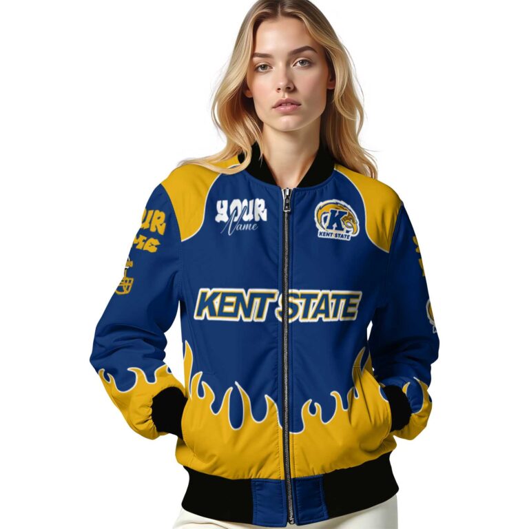 customized kent state golden flashes fire graphic navy blue jacket latest model