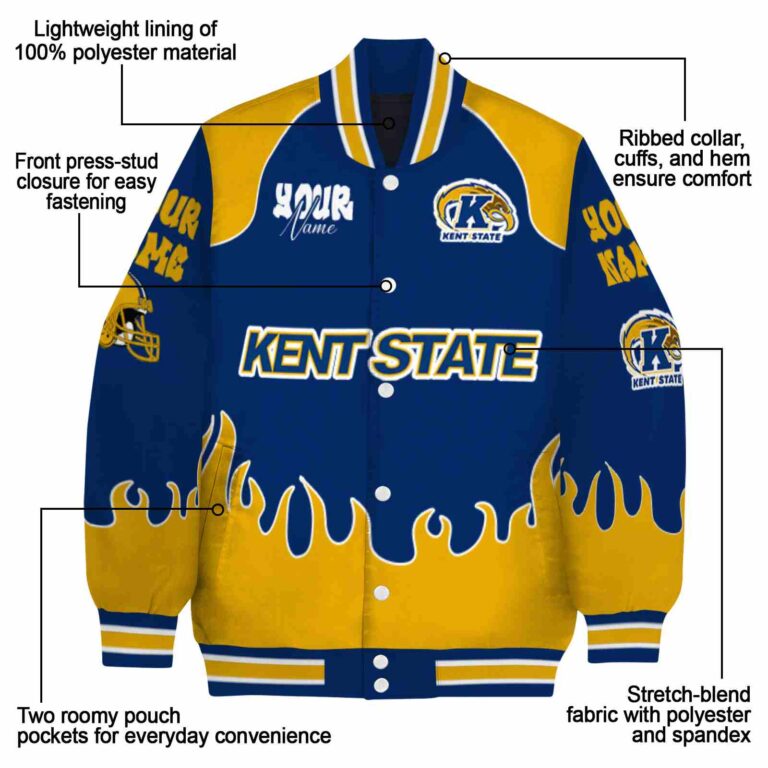 customized kent state golden flashes fire graphic navy blue jacket new arrival