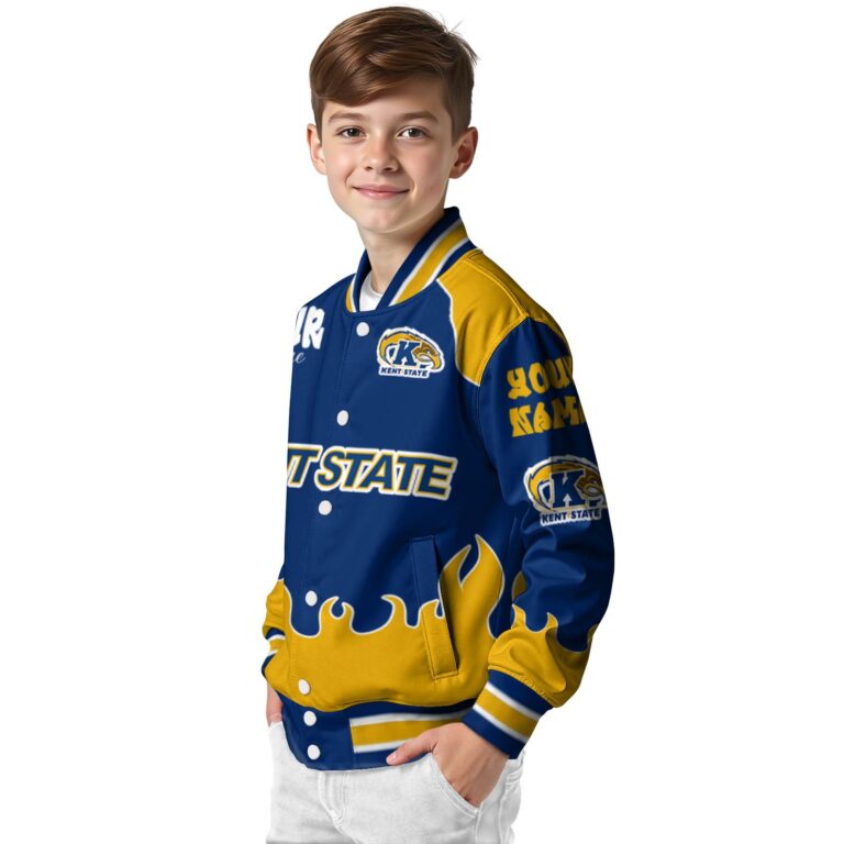 customized kent state golden flashes fire graphic navy blue jacket trendy