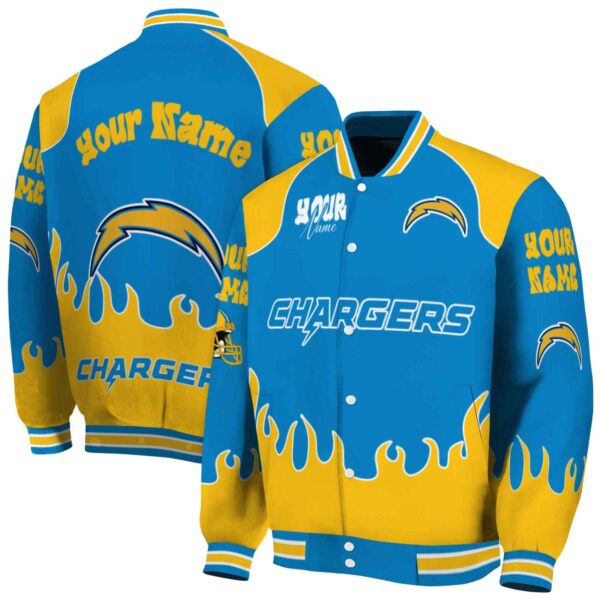 customized los angeles chargers fire graphic blue jacket fashion forward