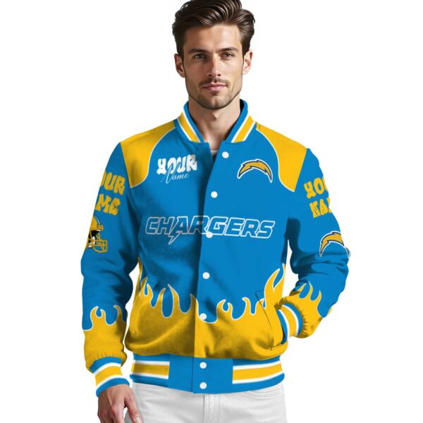 customized los angeles chargers fire graphic blue jacket high quality