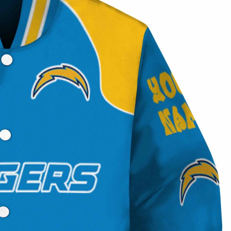 customized los angeles chargers fire graphic blue jacket premium grade