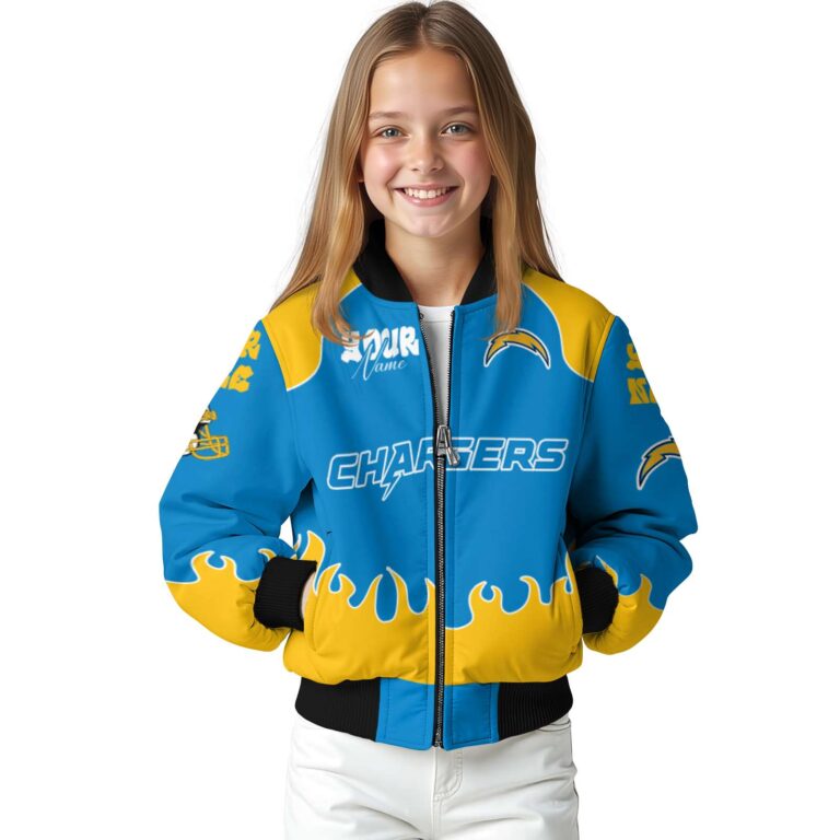 customized los angeles chargers fire graphic blue jacket top rated