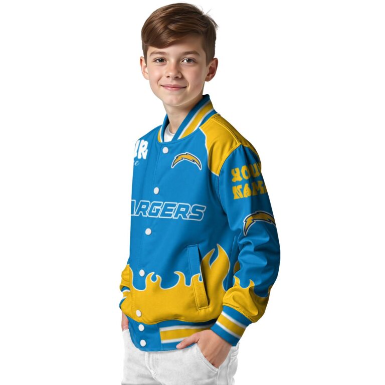 customized los angeles chargers fire graphic blue jacket trendy