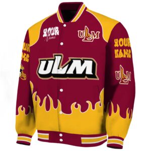 customized louisiana monroe warhawks fire graphic red jacket best selling