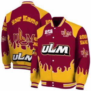 customized louisiana monroe warhawks fire graphic red jacket fashion forward
