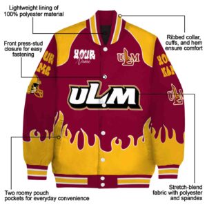 customized louisiana monroe warhawks fire graphic red jacket new arrival