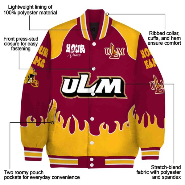 customized louisiana monroe warhawks fire graphic red jacket new arrival
