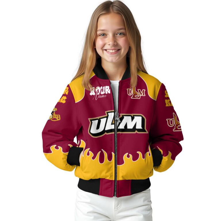 customized louisiana monroe warhawks fire graphic red jacket top rated