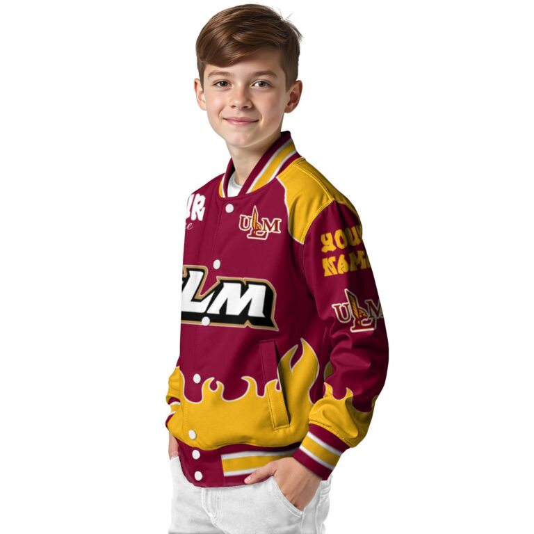 customized louisiana monroe warhawks fire graphic red jacket trendy