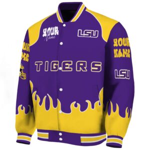 customized lsu tigers fire graphic purple jacket best selling