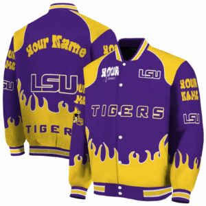 customized lsu tigers fire graphic purple jacket fashion forward