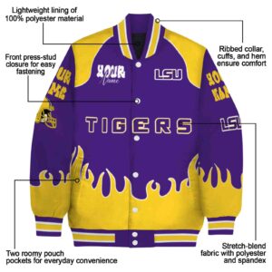 customized lsu tigers fire graphic purple jacket new arrival