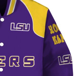 customized lsu tigers fire graphic purple jacket premium grade