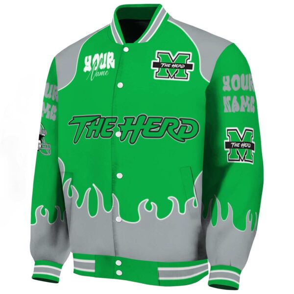 customized marshall thundering herd fire graphic green jacket best selling