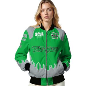 customized marshall thundering herd fire graphic green jacket latest model
