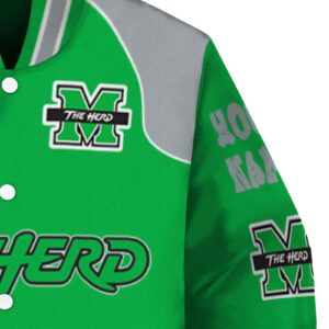 customized marshall thundering herd fire graphic green jacket premium grade