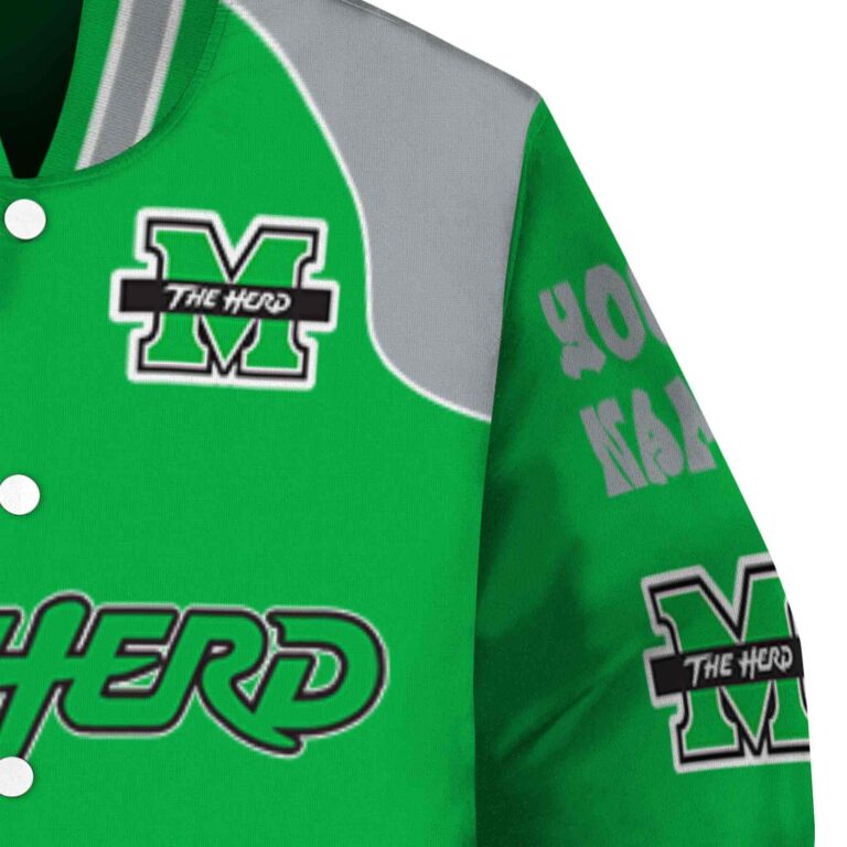 customized marshall thundering herd fire graphic green jacket premium grade