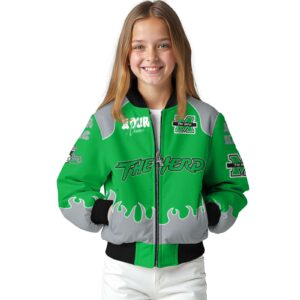 customized marshall thundering herd fire graphic green jacket top rated
