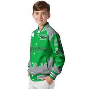 customized marshall thundering herd fire graphic green jacket trendy