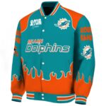 customized miami dolphins fire graphic aqua jacket best selling