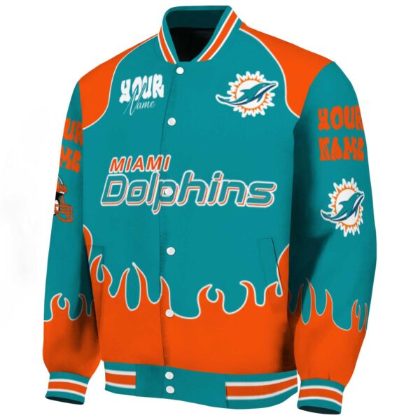 customized miami dolphins fire graphic aqua jacket best selling