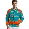 customized miami dolphins fire graphic aqua jacket high quality
