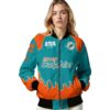 customized miami dolphins fire graphic aqua jacket latest model