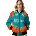 customized miami dolphins fire graphic aqua jacket best selling